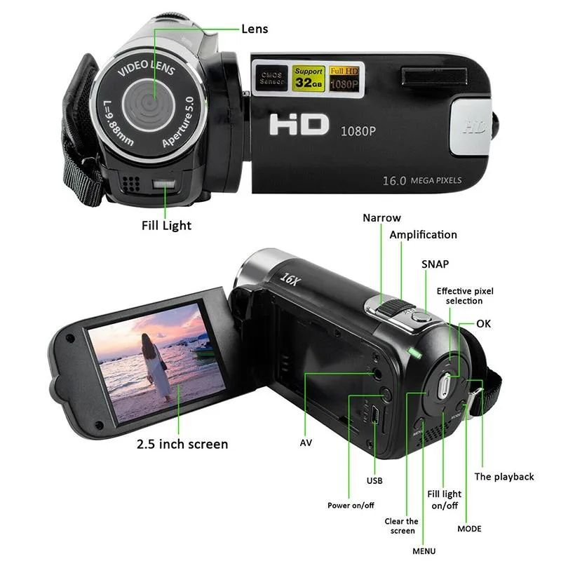 16MP HD Digital Camera with 16X Zoom for Home & Travel | Red