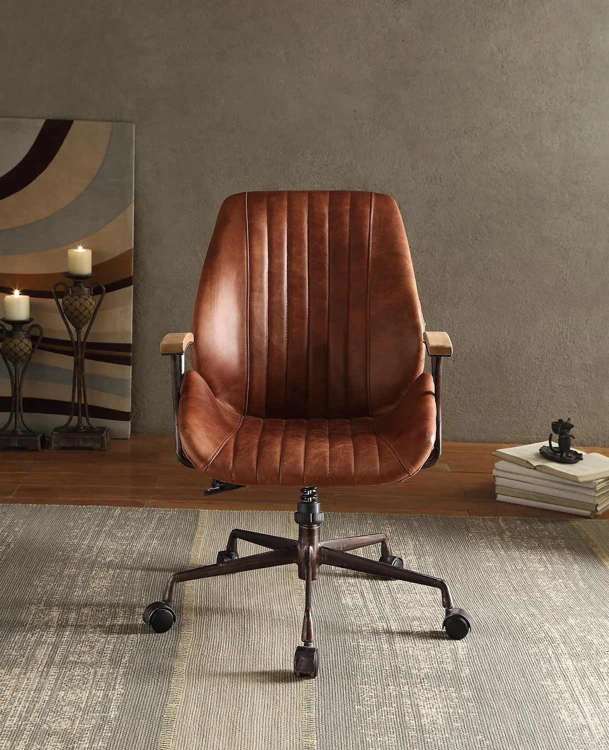 Brancaster - Aluminum Top Grain Leather Office Chair - Coffee by Couch.com
