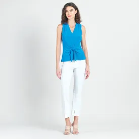 Brilliant Blue Tie Front Top