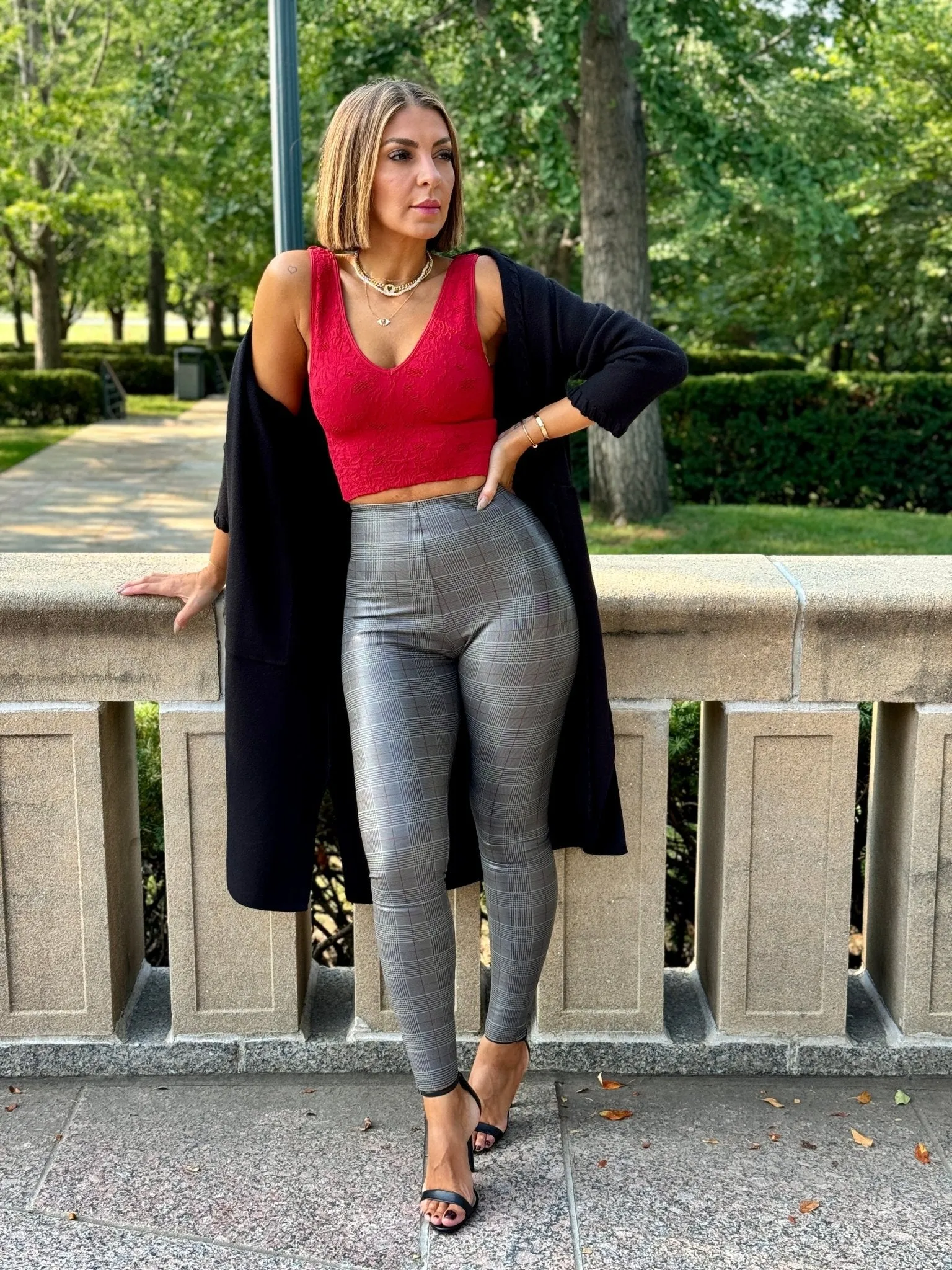 Commando Faux Leather Legging (Glen Plaid)
