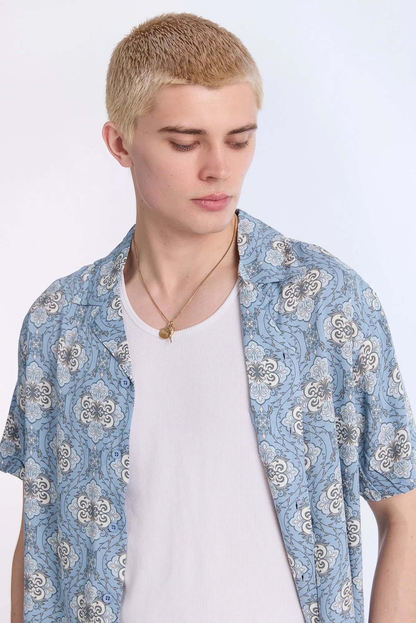 Patterned Graphic Short Sleeve Resort Shirt