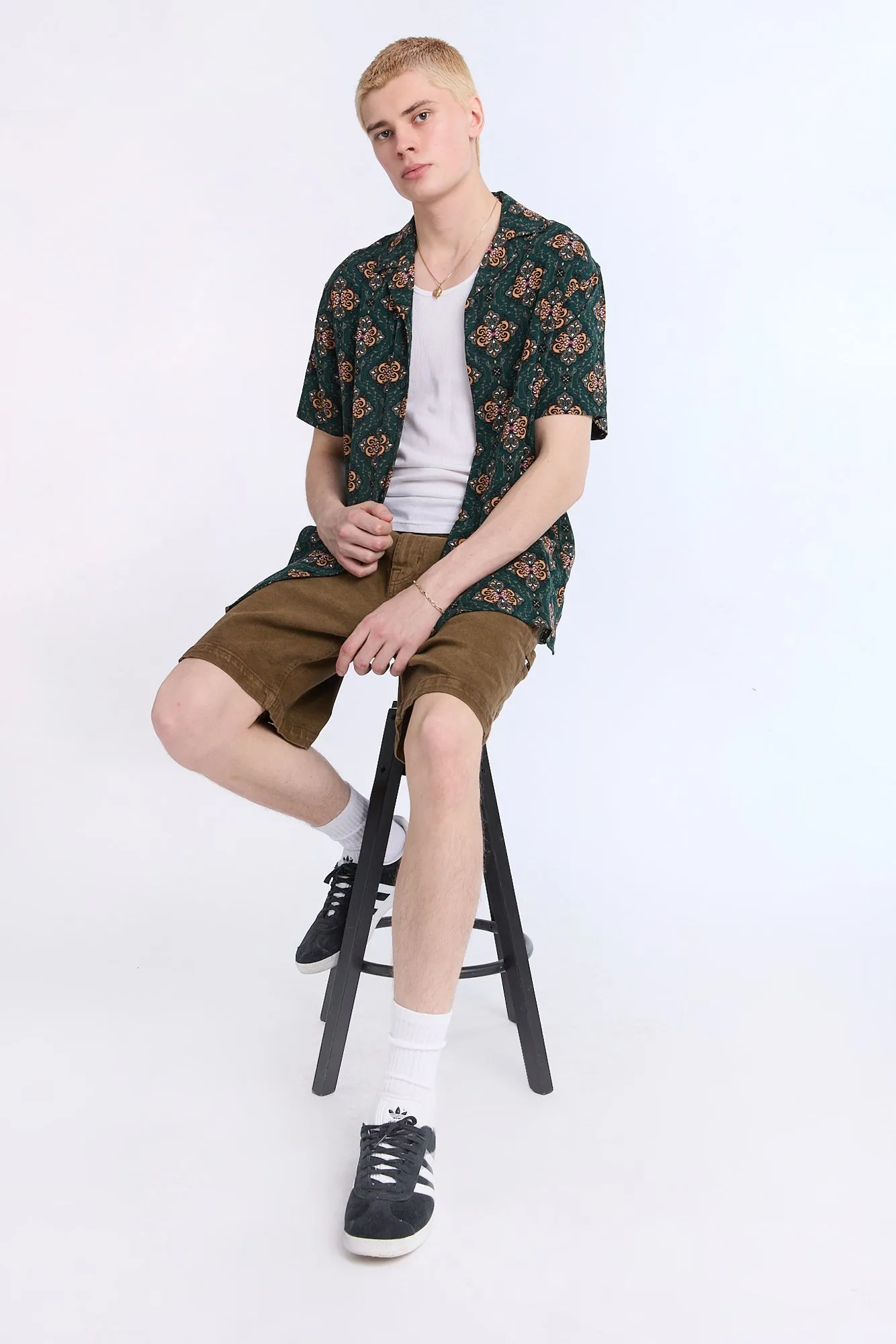 Patterned Graphic Short Sleeve Resort Shirt