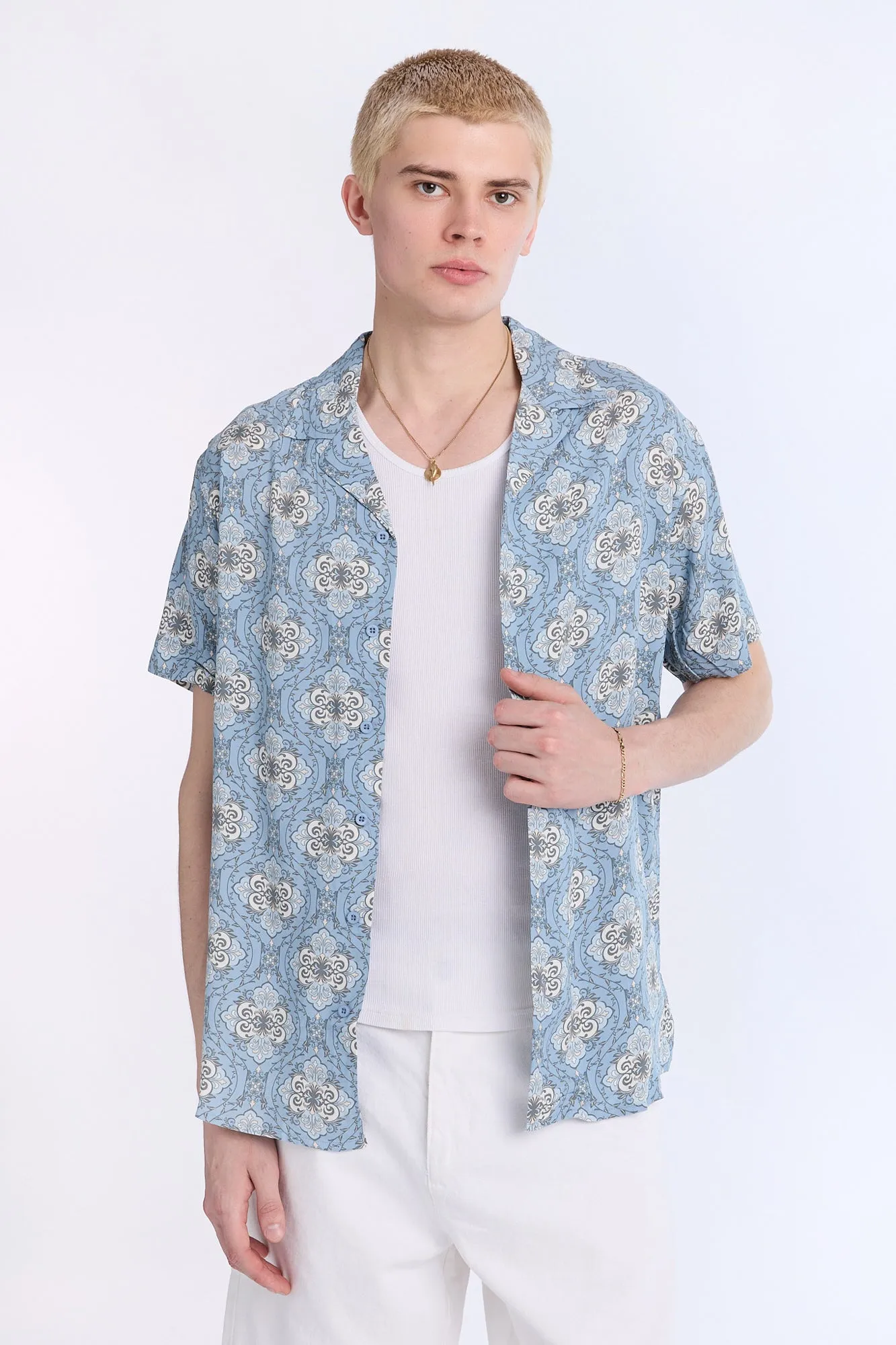 Patterned Graphic Short Sleeve Resort Shirt