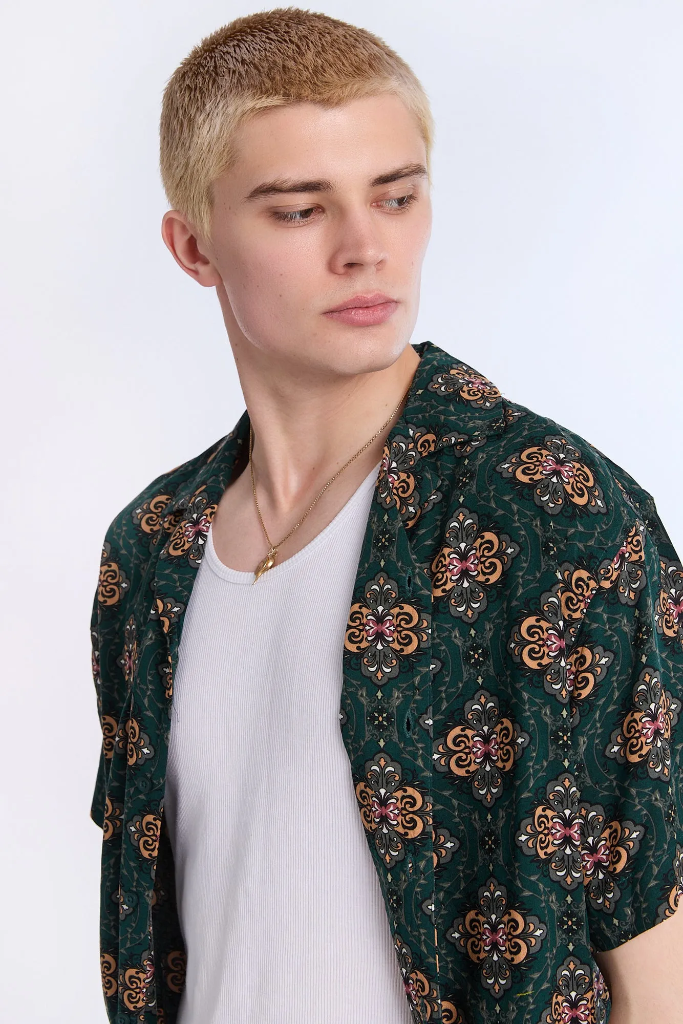 Patterned Graphic Short Sleeve Resort Shirt