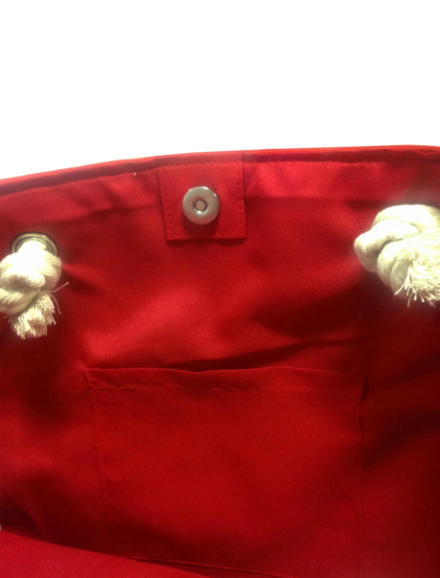 Ruby Striped Beach Bag with Rope Handles in Red / White