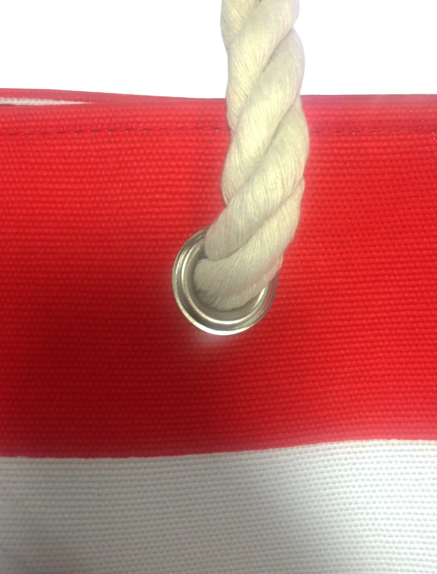 Ruby Striped Beach Bag with Rope Handles in Red / White