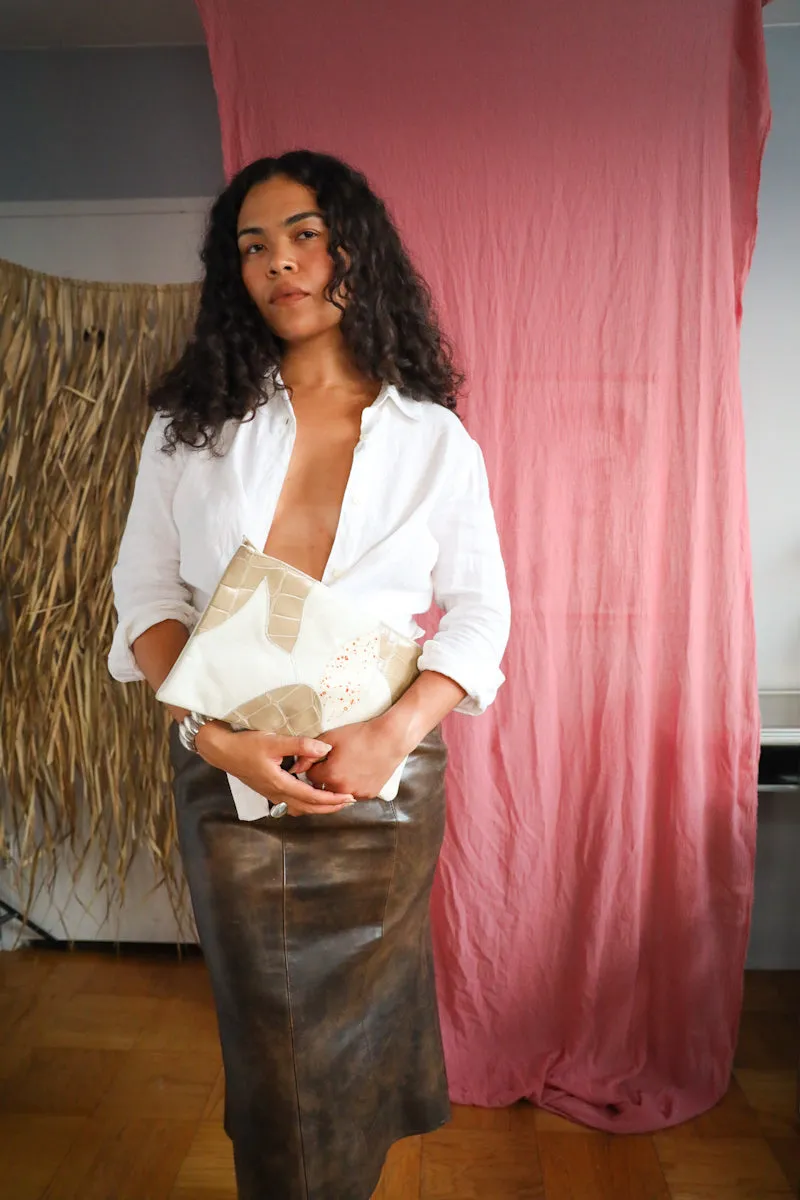 Vintage White Envelope Clutch with Tassel